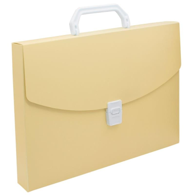Папка-портфель A4  40мм Бюрократ 'Pastel' пластиковый желтый