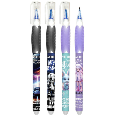 Ручка гелевая стираемая deVENTE 0.5мм дизайны 'Amai Menoko/Little Rabbit/Turbo Galaxy/Hey Bro' синяя ассорти
