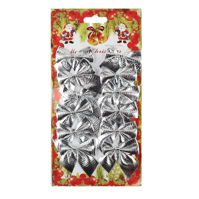 Бант&nbsp;&nbsp;5см текстиль серебро 12шт