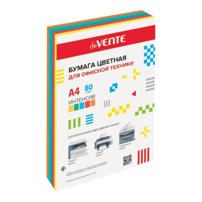 Бумага цветная Mix A4 deVENTE  80г Яркие цвета 5цв х100л