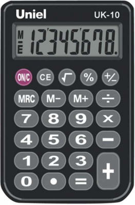 Калькулятор карманный Uniel  8 разрядов  62х 94x11мм черный корпус