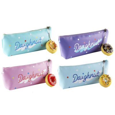 Пенал-косметичка Кокос 21х8х4см ПВХ на молнии 'Donut' с брелком 4 дизайна