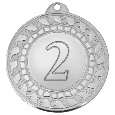 Медаль спортивная '2 место' d-45мм металл серебро