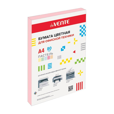 Бумага цветная A4 deVENTE  80г пастель розовая  20л