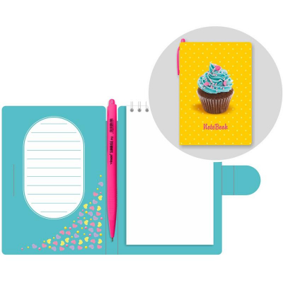 Записная книжка +шариковая ручка Lamark A6 без линовки картонная обложка 'Sweet Caramel' 