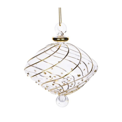 Шар  90мм прозрачный с золотом стекло VALMA