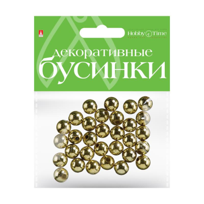 Бусины декоративные акриловые Hobby Time круглые d-10мм  30шт золотые