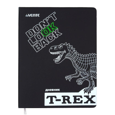Дневник универсальный deVENTE твердая обложка искусственная кожа шелкография 'T-Rex'