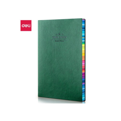 Записная книжка A5 112л линейка Deli тонированный блок интегральная обложка искусственная кожа 'Color Design' зеленая