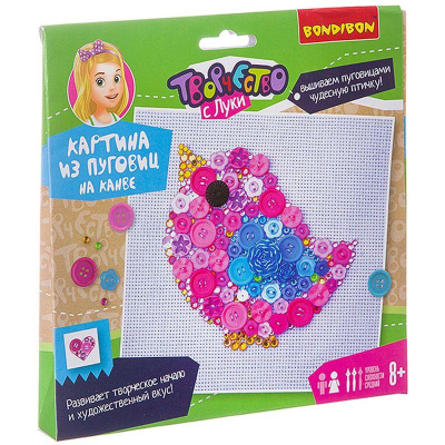 Набор творческий Bondibon Аппликация пуговицами 'Птичка'