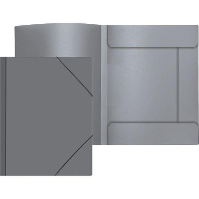 Папка с 2-я резиновыми застежками пластиковая A4 до 300л с 3 клапанами deVENTE 'Daily' серая