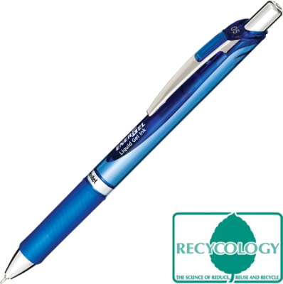 Ручка гелевая автоматическая Pentel 0.5мм 'EnerGel' Needle Point с резиновой манжетой игольчатый стержень синяя