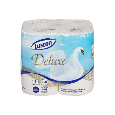 Бумага туалетная Luscan Deluxe 3 слоя  8рул х155 листов с тиснением белая