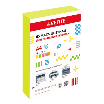 Бумага цветная A4 deVENTE  75г неон желтая 500л