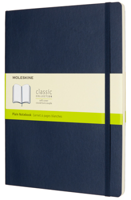 Записная книжка A4-&nbsp;&nbsp;96л без линовки Moleskine® Classic Soft XLarge мягкая обложка на резиновой застежке синяя