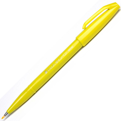 Ручка-кисточка капиллярная художественная Pentel Arts Brush Sign Pen желтая