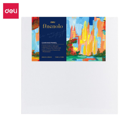 Холст на картоне прессованном Deli 'Finenolo' 20х20см 280г хлопок 100% среднее зерно акриловый грунт