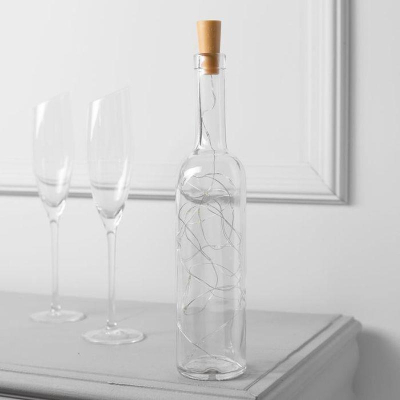 Электрогирлянда  2.0м Нить 20 теплых LED ламп 'Пробка' прозрачный провод на батарейках