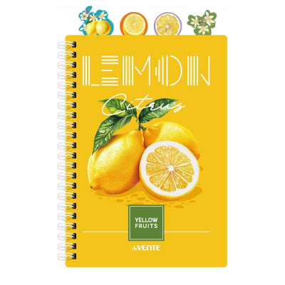 Тетрадь A5&nbsp;&nbsp;80л клетка на гребне deVENTE пластиковая обложка 'Fruits. Lemon' с 4 разделителями