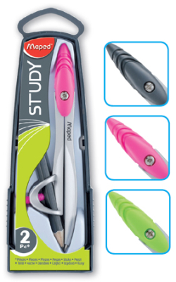Циркуль металлический Maped Study 12см с универсальным держателем в пластиковом пенале