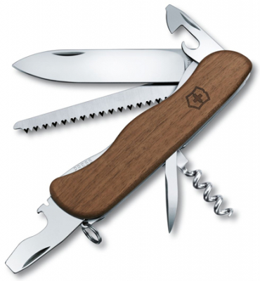 Нож 111мм Services Pocket Tool 10 функций Forester Wood блокировка лезвия деревянная рукоятка