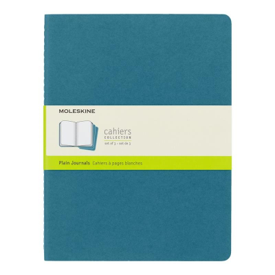 Записная книжка A4-&nbsp;&nbsp;60л без линовки Moleskine® Cahier XLarge 3шт картонная обложка голубая