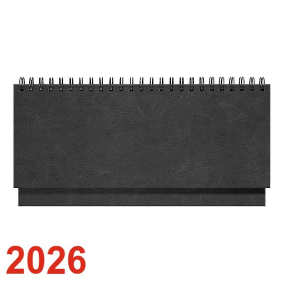 Планинг&nbsp;&nbsp;2026&nbsp;&nbsp;30х14см Lamark 'Sigma' 128стр на гребне искусственная кожа черный