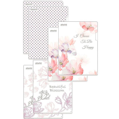 Папка-уголок A4&nbsp;&nbsp;180мкм Attache Selection непрозрачная с фотопечатью 'Flower Dreams' ассорти