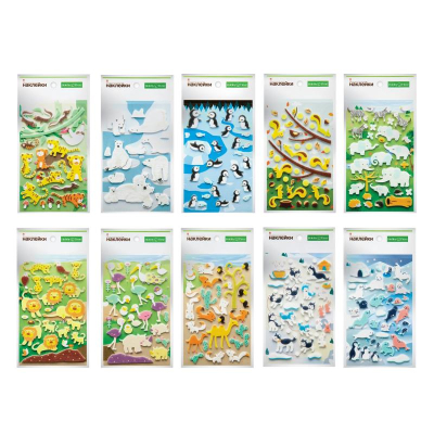 Наклейки декоративные бумажные объемные Hobby Time 'Животные' 10 видов ассорти