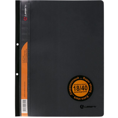 Скоросшиватель пластиковый A4 с перфорацией Lamark 400/180мкм черный
