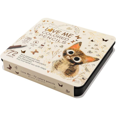 Карандаши  72цв BrunoVisconti® 'Love me' Милый котик пластиковые в металлической коробке