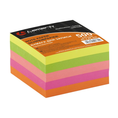 Куб для записей  цветной 8.5х8.5х5.3см Lamark 5цв х100л Неоновый 80г/м² проклеенный