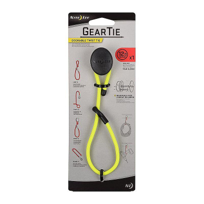 Стяжка с настенным креплением Nite Ize Gear Tie Mounting Docks Dockable Tie® 12" - 30.5см неоновая желтая