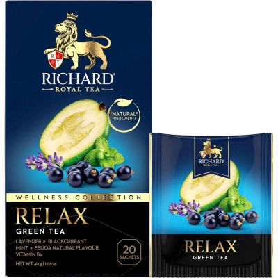 Чай Richard зеленый 'Wellness Collection Relax' китайский с лавандой мятой черной смородиной  20пак х 2г