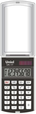Калькулятор карманный с крышкой Uniel  8 разрядов DP  60х102x12мм 46г белый корпус