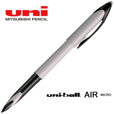 Роллер с изменяемой шириной линии Uni-Ball AIR линия 0.28-0.45мм одноразовый черный серо-бежевый корпус