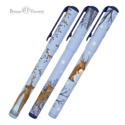 Ручка шариковая BrunoVisconti® 0.7мм 'DreamWrite' синяя 'Олененок' 3 дизайна в тубе