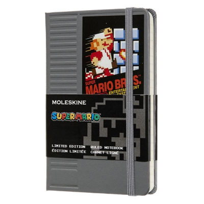 Записная книжка A6  96л линейка Moleskine® LE Super Mario Pocket твердая обложка на резиновой застежке серая