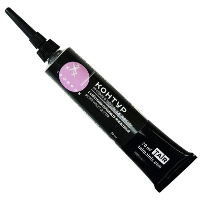 Контур акриловый по стеклу/твёрдым поверхностям с блёстками Таир серебристо-фиолетовый 20мл