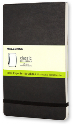 Записная книжка A5  96л без линовки Moleskine® Reporter Soft Large мягкая обложка на резиновой застежке черная