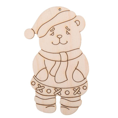 Заготовка для росписи деревянная Подвеска новогодняя Мишка Mr. Carving 9х5.5см фанера