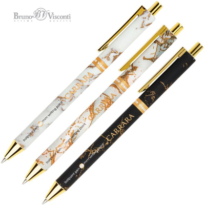 Ручка шариковая автоматическая BrunoVisconti® 0.5мм 'Carrara' синяя 3 дизайна