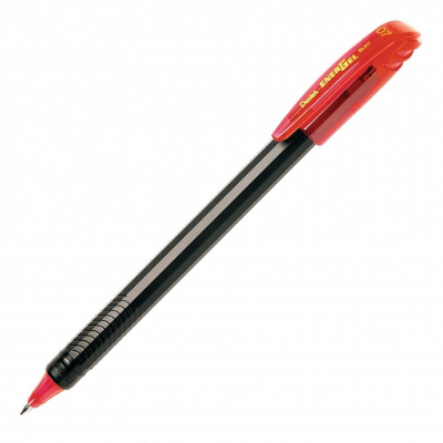 Ручка гелевая Pentel 0.7мм 'EnerGel' черный рифленый корпус красная