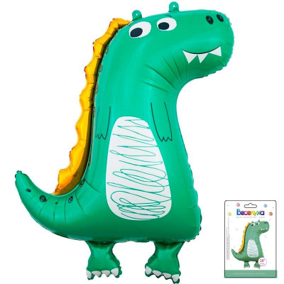 Шар воздушный фольгированный Фигура Динозаврик малыш зеленый Веселуха 73см