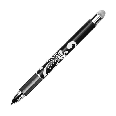 Ручка гелевая стираемая deVENTE 0.7мм 'Орнамент' с резиновой манжетой черная