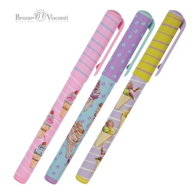 Ручка шариковая BrunoVisconti® 0.7мм 'DreamWrite' 'Сахарный рожок' 3 дизайна синяя в тубе
