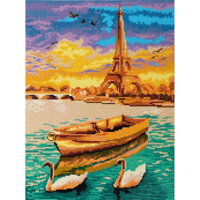 Мозаика алмазная 30х40см Фрея квадратные стразы полная выкладка 'Закат в Париже'