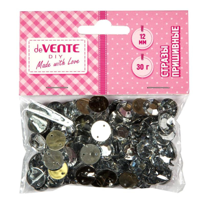 Стразы пришивные deVENTE 'Круглые' ø-12мм&nbsp;&nbsp;30г серебристые акриловые