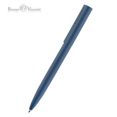 Ручка шариковая BrunoVisconti® 'Torino' 1.0мм металлический Soft touch синий корпус в металлическом черном футляре синие чернила