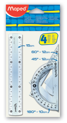 Чертежный набор Maped 'Start' линейка 15см угольники 30°/11см 45°/8см транспортир 180°/10см